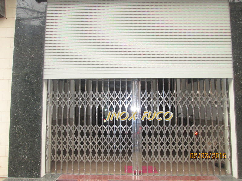 cửa xếp inox Fuco hộp 20x20, nan chéo đặc chống trộm cao cấp nhất tại Hà Nội, Cửa xếp INOX hộp