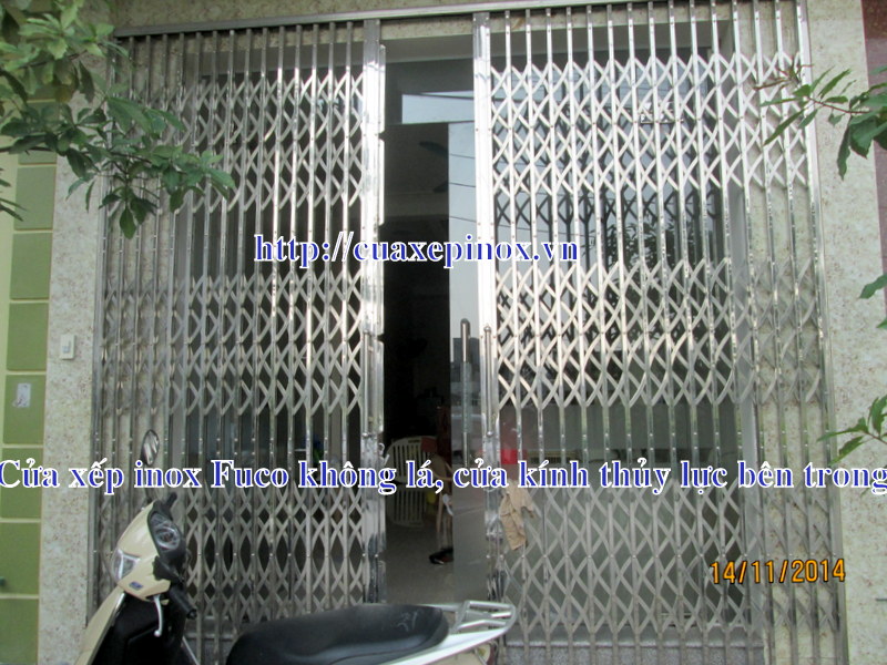 cửa xếp inox 304, không lá, nan chéo đặc, chất lượng cao tại Hà Nội